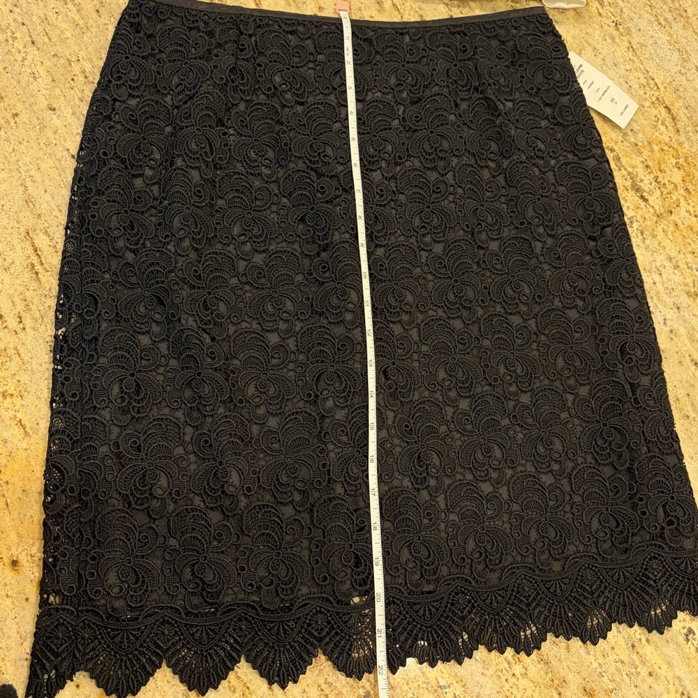 NWT Tahari Luxe 8P Petite Skirt Suit Ivory Black Beaded Lace Madison Set $320 - Picture 7 of 7